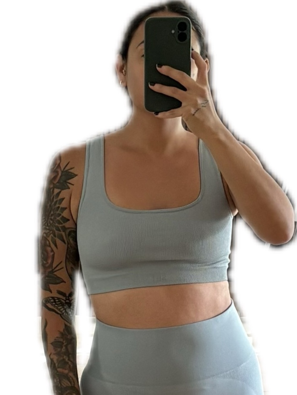 Light Blue Ribbed Sports Bra - Picture 4 of 7